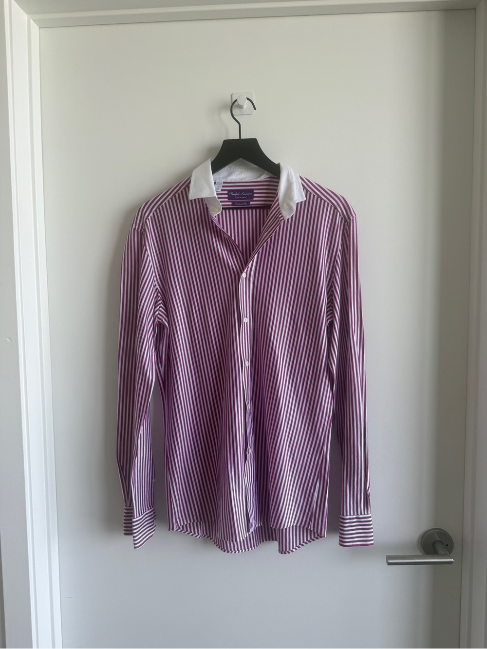 Ralph Lauren Purple and White Striped Dress Shirt